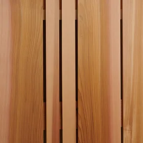 Western Red Cedar klæðning í DTC49 prófíl, blandaðar breiddir